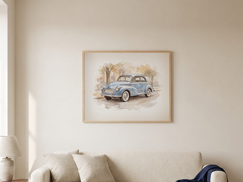 Christmas gifts for husband: a watercolor portrait from a photo, framed on a wall