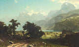 Lake Lucerne by Albert Bierstadt: snowy Swiss peaks above a turquoise lake and a green valley with trees and a path