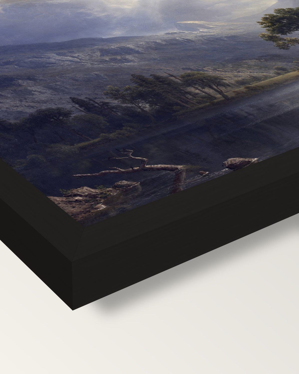Mount Starr King, Yosemite framed print, corner close-up: black moulding, mitred, the print set just below its edge