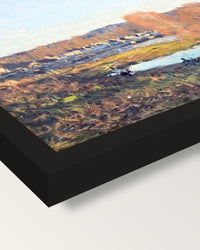 Autumn near Bougival by Sisley framed print, corner close-up: black moulding, mitred, the print set just below its edge