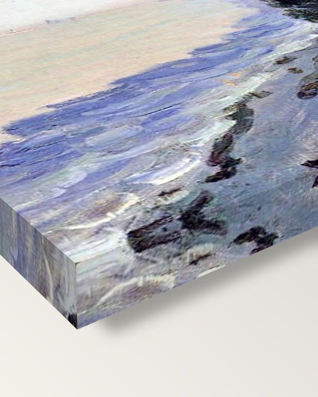 Bristol Channel, Evening by Alfred Sisley on stretched canvas, corner close-up: the painting mirror-wrapped round the sides