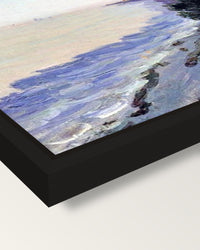 Bristol Channel, Evening by Sisley framed canvas, corner close-up: a black floating frame with a shadow gap round the canvas