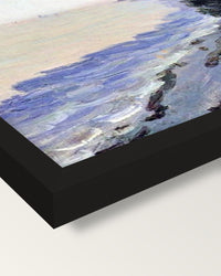 Bristol Channel, Evening by Sisley framed print, corner close-up: black moulding, mitred, the print set just below its edge