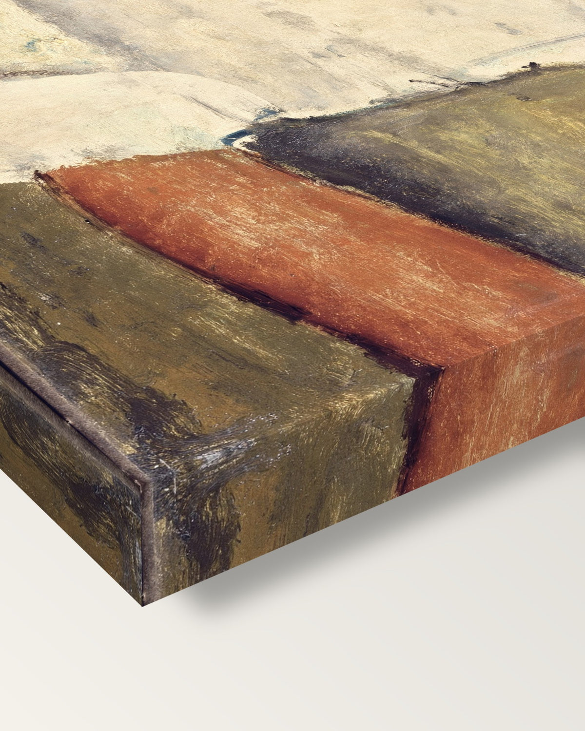 Gaston Modot by Amedeo Modigliani on stretched canvas, corner close-up: the painting mirror-wrapped round the sides