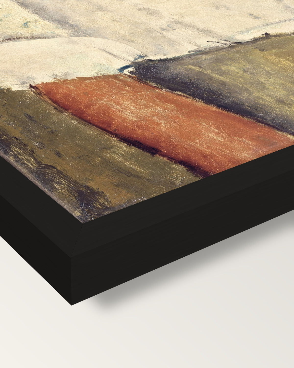 Gaston Modot by Amedeo Modigliani framed print, corner close-up: black moulding, mitred, the print set just below its edge