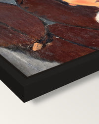 Jacques and Berthe Lipchitz framed canvas, corner close-up: a black floating frame with a shadow gap round the canvas