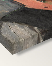 Madam Pompadour by Amedeo Modigliani on stretched canvas, corner close-up: the painting mirror-wrapped round the sides