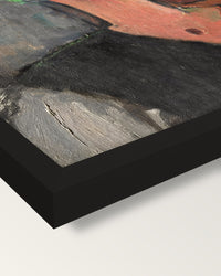 Madam Pompadour by Amedeo Modigliani framed print, corner close-up: black moulding, mitred, the print set just below its edge