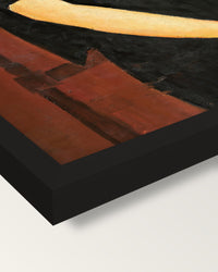 Madame Amédée by Amedeo Modigliani framed print, corner close-up: black moulding, mitred, the print set just below its edge