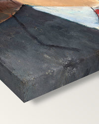 Madame Kisling by Amedeo Modigliani on stretched canvas, corner close-up: the painting mirror-wrapped round the sides