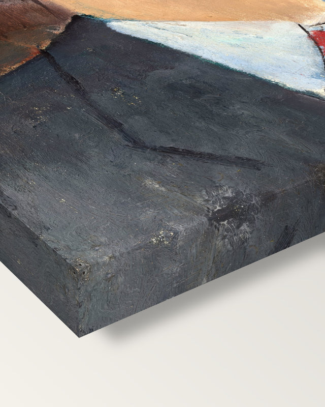 Madame Kisling by Amedeo Modigliani on stretched canvas, corner close-up: the painting mirror-wrapped round the sides