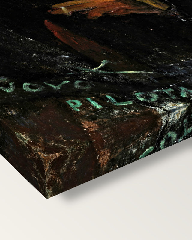 Paul Guillaume, Novo Pilota by Modigliani on stretched canvas, corner close-up: the painting mirror-wrapped round the sides