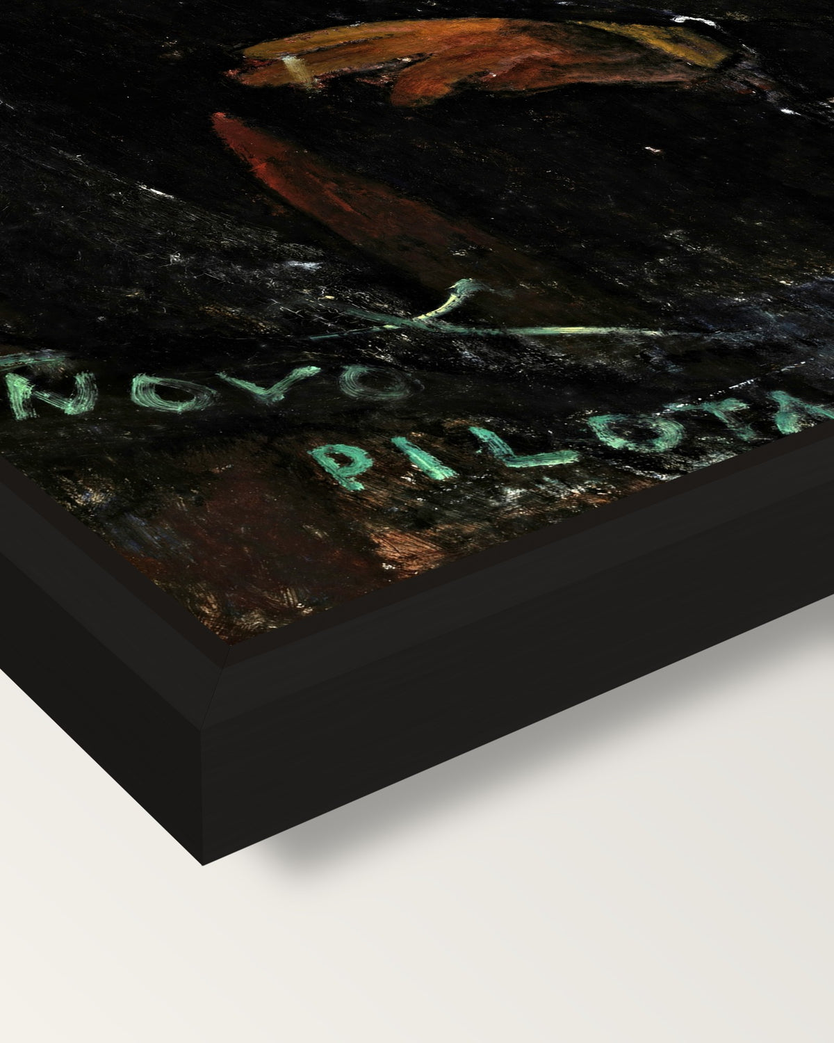 Paul Guillaume, Novo Pilota framed canvas, corner close-up: a black floating frame with a shadow gap round the canvas