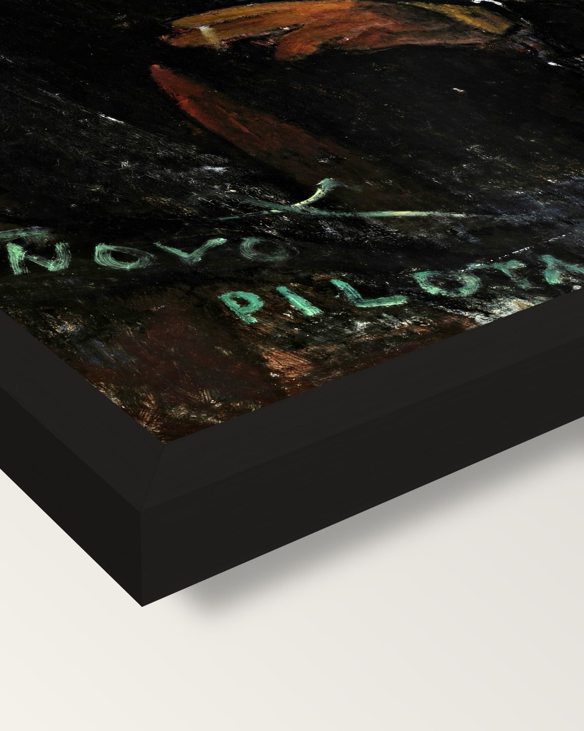 Paul Guillaume, Novo Pilota framed print, corner close-up: black moulding, mitred, the print set just below its edge