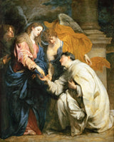 The Vision of Hermann Joseph by van Dyck: the Virgin in red and blue takes the hand of a kneeling man in white