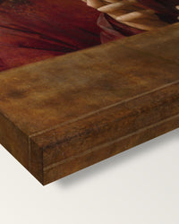 Christ Blessing by Antonello da Messina on stretched canvas, corner close-up: the painting mirror-wrapped round the sides