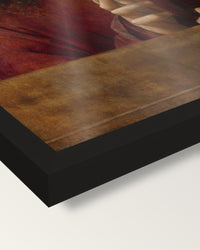 Christ Blessing by Antonello da Messina framed print, corner close-up: black moulding, edge to edge under plexiglass, no mat