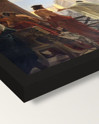 Ecce Homo by Antonio Ciseri framed print, corner close-up: black moulding, mitred, the print set just below its edge