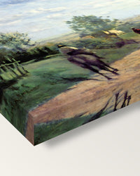 The Road from Sèvres by Camille Corot on stretched canvas, corner close-up: the painting mirror-wrapped round the sides