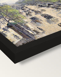 Boulevard Montmartre, Spring framed print, corner close-up: black moulding, mitred, the print set just below its edge