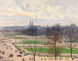 The Garden of the Tuileries on a Winter Afternoon by Pissarro: bare trees, lawns and strollers, steeples under a pale sky