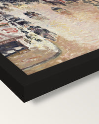Rue Saint-Honoré, Effect of Rain framed print, corner close-up: black moulding, mitred, the print set just below its edge