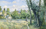 Sunlight on the Road, Pontoise by Pissarro: a sunny village road under tall trees, a horse and cart, houses and hills