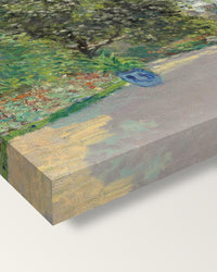 The Artist’s House at Argenteuil by Monet on stretched canvas, corner close-up: the painting mirror-wrapped round the sides