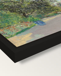 The Artist’s House at Argenteuil framed canvas, corner close-up: a black floating frame with a shadow gap round the canvas