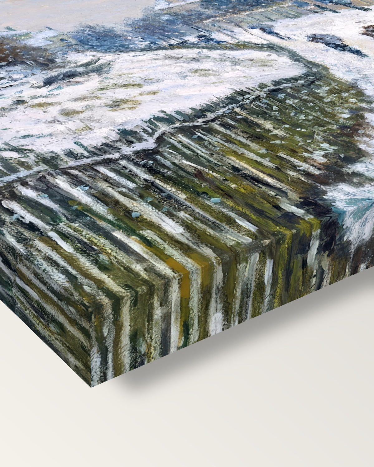 Boulevard Saint-Denis by Claude Monet on stretched canvas, corner close-up: the painting mirror-wrapped round the sides