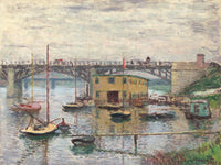 Bridge at Argenteuil on a Gray Day by Claude Monet: a bridge over the Seine under soft grey clouds, reflected in the river