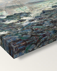 Fishing Nets at Pourville by Claude Monet on stretched canvas, corner close-up: the painting mirror-wrapped round the sides