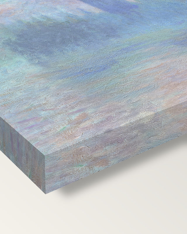Houses of Parliament, London by Monet on stretched canvas, corner close-up: the painting mirror-wrapped round the sides