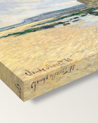 Low Tide at Varengeville by Claude Monet on stretched canvas, corner close-up: the painting mirror-wrapped round the sides