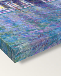 The Palazzo Contarini by Claude Monet on stretched canvas, corner close-up: the painting mirror-wrapped round the sides