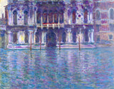 The Palazzo Contarini by Claude Monet: a Venetian palace facade in violet and blue above green canal water and mooring posts