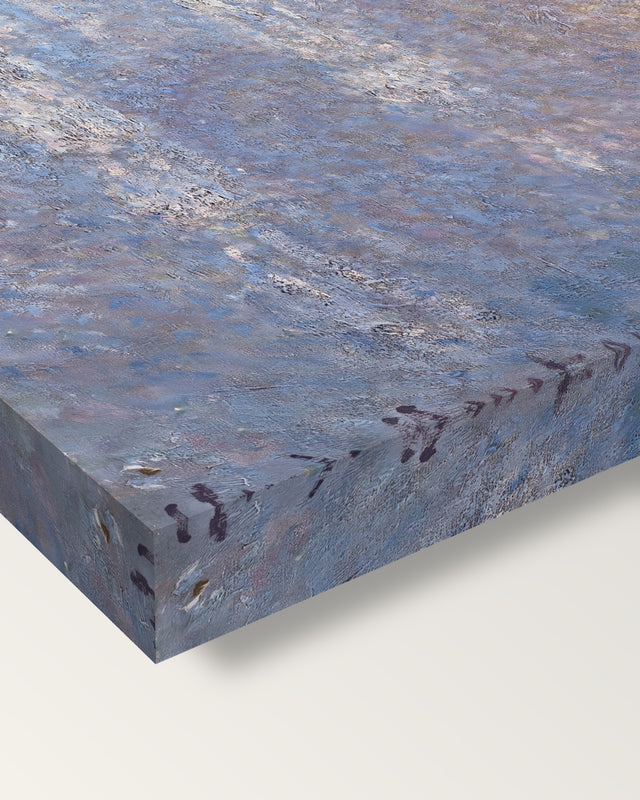 Rouen Cathedral, Morning by Claude Monet on stretched canvas, corner close-up: the painting mirror-wrapped round the sides