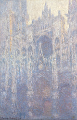 The Portal of Rouen Cathedral in Morning Light by Claude Monet: a Gothic cathedral front in soft blue and violet light