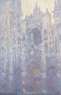The Portal of Rouen Cathedral in Morning Light by Claude Monet: a Gothic cathedral front in soft blue and violet light