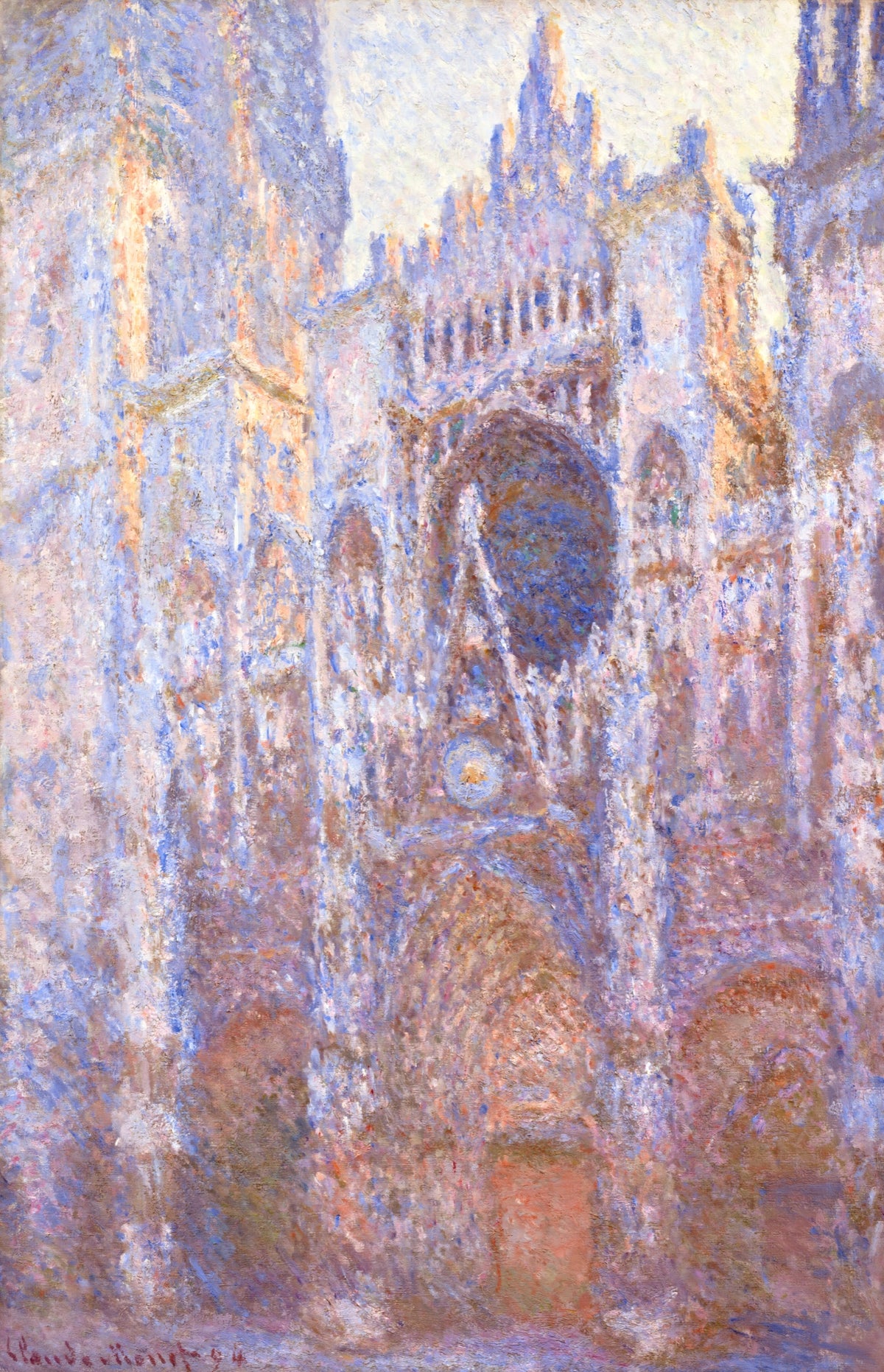 Rouen Cathedral, West Façade by Claude Monet: the Gothic cathedral front in soft grey, blue and pale gold light