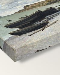 Sainte-Adresse by Claude Monet on stretched canvas, corner close-up: the painting mirror-wrapped round the sides