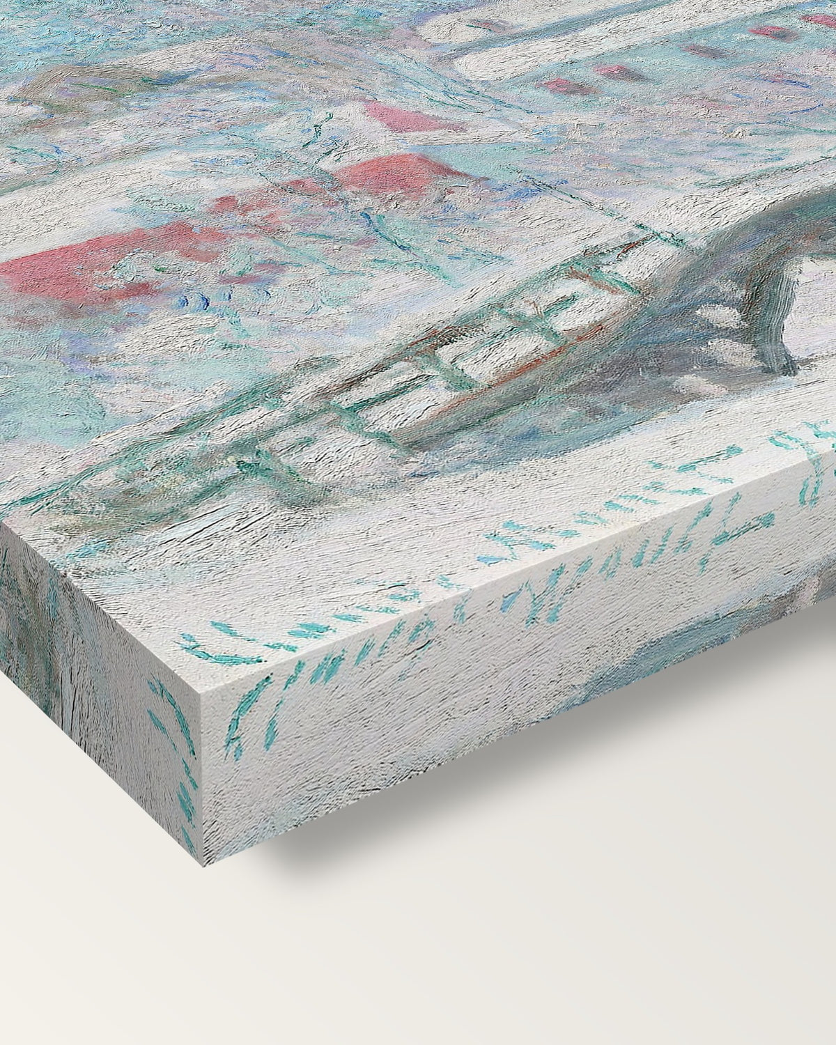 Sandvika, Norway by Claude Monet on stretched canvas, corner close-up: the painting mirror-wrapped round the sides