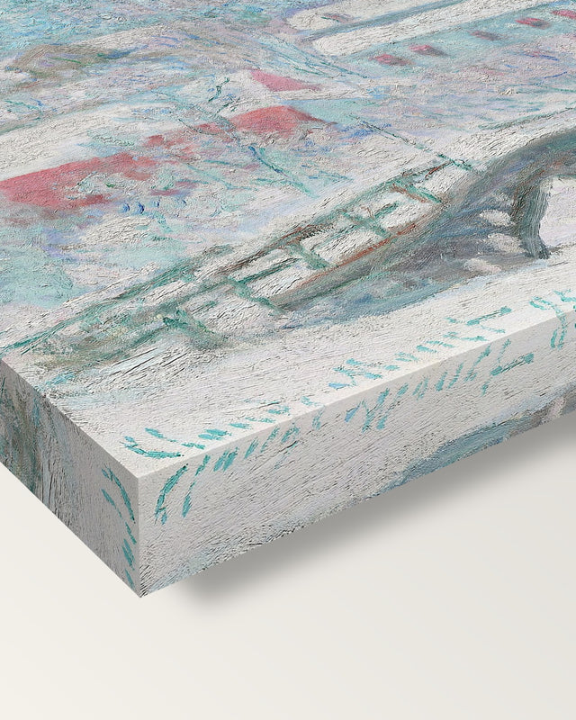 Sandvika, Norway by Claude Monet on stretched canvas, corner close-up: the painting mirror-wrapped round the sides