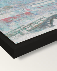 Sandvika, Norway by Claude Monet framed canvas, corner close-up: a black floating frame with a shadow gap round the canvas