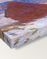 Stack of Wheat, Overcast by Claude Monet on stretched canvas, corner close-up: the painting mirror-wrapped round the sides