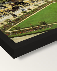 Garden of the Princess by Monet framed print, corner close-up: black moulding, mitred, the print set just below its edge