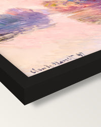 Islets at Port-Villez by Monet framed print, corner close-up: black moulding, mitred, the print set just below its edge