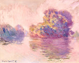 The Islets at Port-Villez by Claude Monet: soft wooded islands and their reflections in a pale, misty river