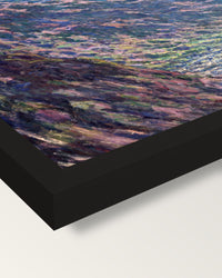 The Petite Creuse River by Monet framed print, corner close-up: black moulding, mitred, the print set just below its edge