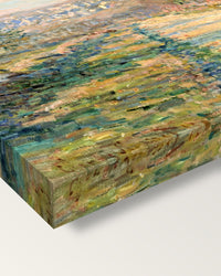 Road to La Roche-Guyon by Claude Monet on stretched canvas, corner close-up: the painting mirror-wrapped round the sides